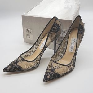 Jimmy Choo Navy Blue Abel Lace Pumps Brand New